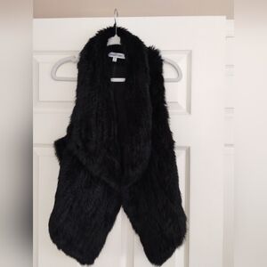 Elizabeth And James Black Fur Vest Small